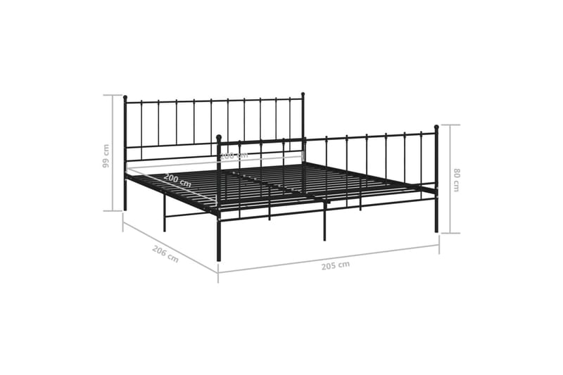 Sängynrunko musta metalli 200x200 cm - Huonekalut - Sänky - Sänkykehikot & sängynrungot