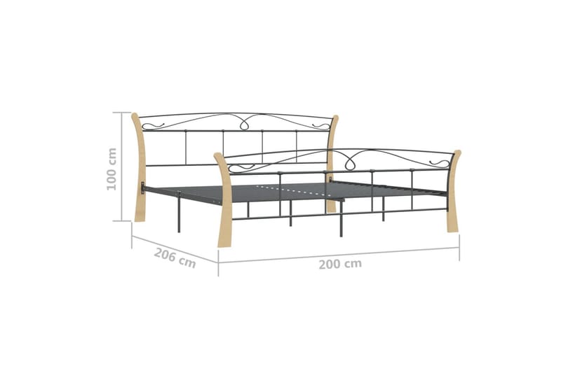 Sängynrunko musta metalli 200x200 cm - Huonekalut - Sänky - Sänkykehikot & sängynrungot