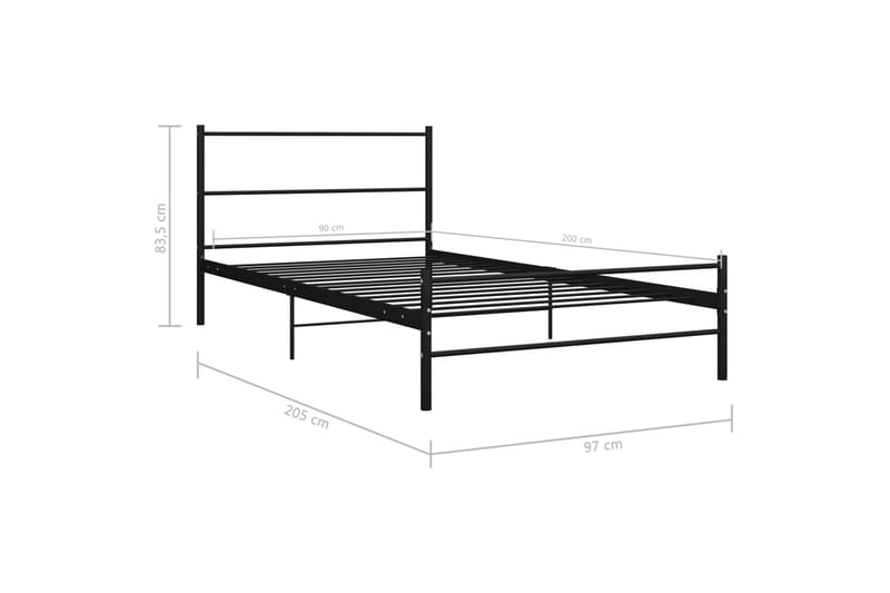 Sängynrunko musta metalli 90x200 cm - Musta - Huonekalut - Sänky - Sänkykehikot & sängynrungot