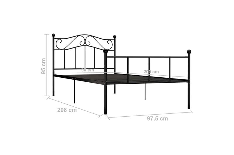 Sängynrunko musta metalli 90x200 cm - Musta - Huonekalut - Sänky - Sänkykehikot & sängynrungot