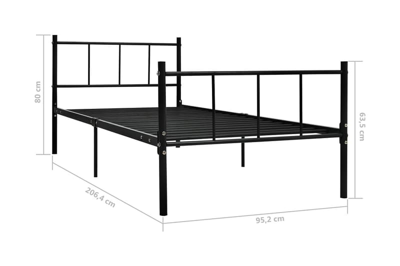 Sängynrunko musta metalli 90x200 cm - Musta - Huonekalut - Sänky - Sänkykehikot & sängynrungot