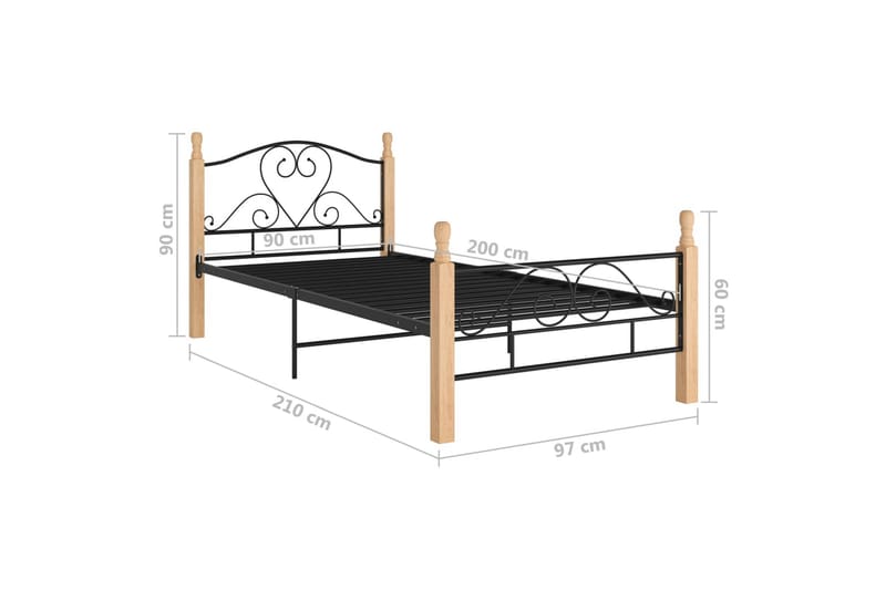 Sängynrunko musta metalli 90x200 cm - Huonekalut - Sänky - Sänkykehikot & sängynrungot