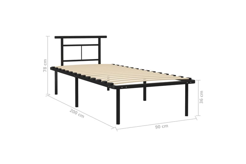Sängynrunko musta metalli 90x200 cm - Huonekalut - Sänky - Sänkykehikot & sängynrungot