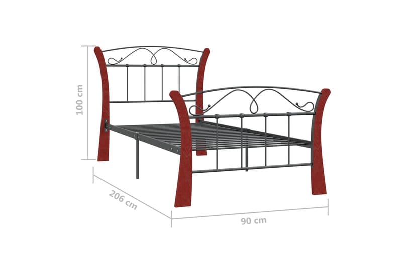 Sängynrunko musta metalli 90x200 cm - Huonekalut - Sänky - Sänkykehikot & sängynrungot