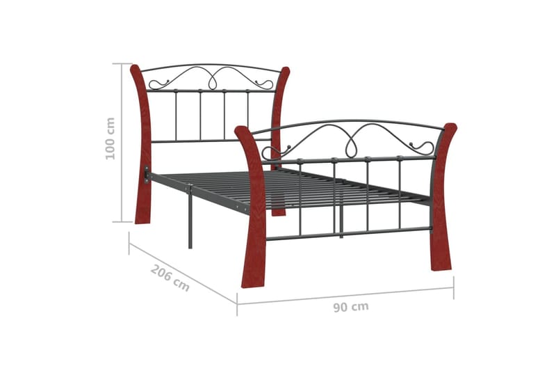 Sängynrunko musta metalli 90x200 cm - Sänkykehikot & sängynrungot