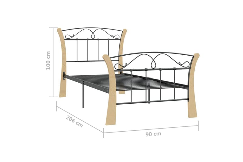Sängynrunko musta metalli 90x200 cm - Huonekalut - Sänky - Sänkykehikot & sängynrungot