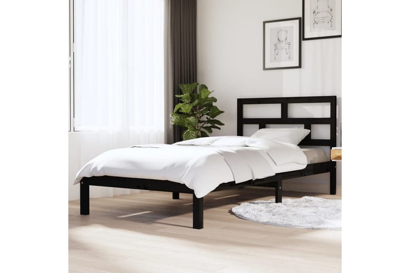 Sängynrunko musta täysi mänty 100x200 cm - Musta - Huonekalut - Sänky - Sänkykehikot & sängynrungot