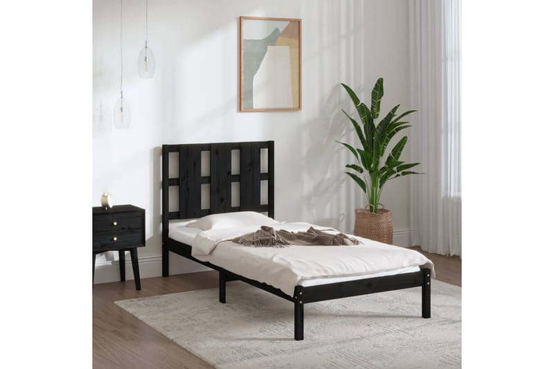 Sängynrunko musta täysi mänty 100x200 cm - Musta - Huonekalut - Sänky - Sänkykehikot & sängynrungot
