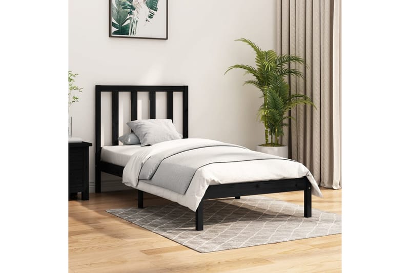 Sängynrunko musta täysi mänty 100x200 cm - Musta - Huonekalut - Sänky - Sänkykehikot & sängynrungot