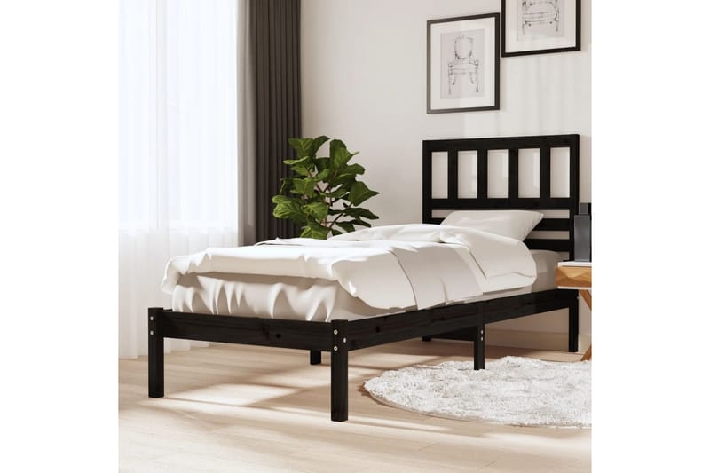 Sängynrunko musta täysi mänty 100x200 cm - Musta - Huonekalut - Sänky - Sänkykehikot & sängynrungot