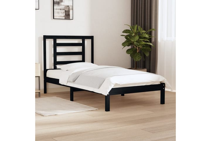Sängynrunko musta täysi mänty 100x200 cm - Musta - Sänkykehikot & sängynrungot