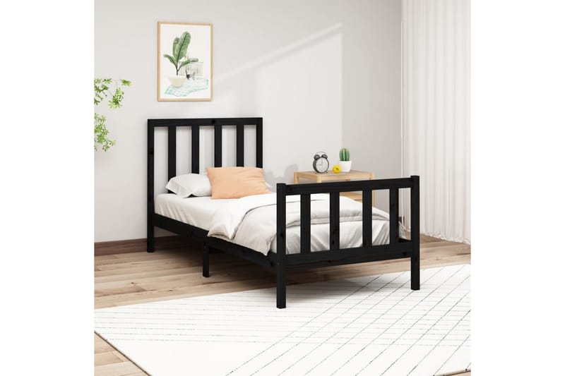 Sängynrunko musta täysi mänty 100x200 cm - Musta - Huonekalut - Sänky - Sänkykehikot & sängynrungot