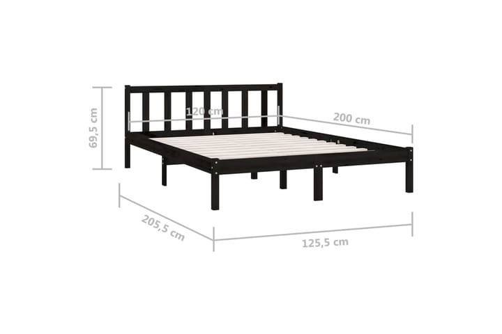 Sängynrunko musta täysi mänty 120x200 cm - Sänkykehikot & sängynrungot