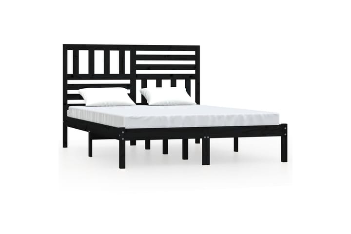 Sängynrunko musta täysi mänty 135x190 cm 4FT6 Double - Musta - Sänkykehikot & sängynrungot