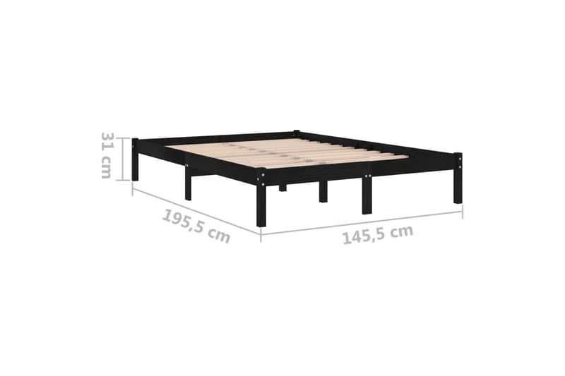 Sängynrunko musta täysi mänty 140x190 cm - Musta - Huonekalut - Sänky - Sänkykehikot & sängynrungot