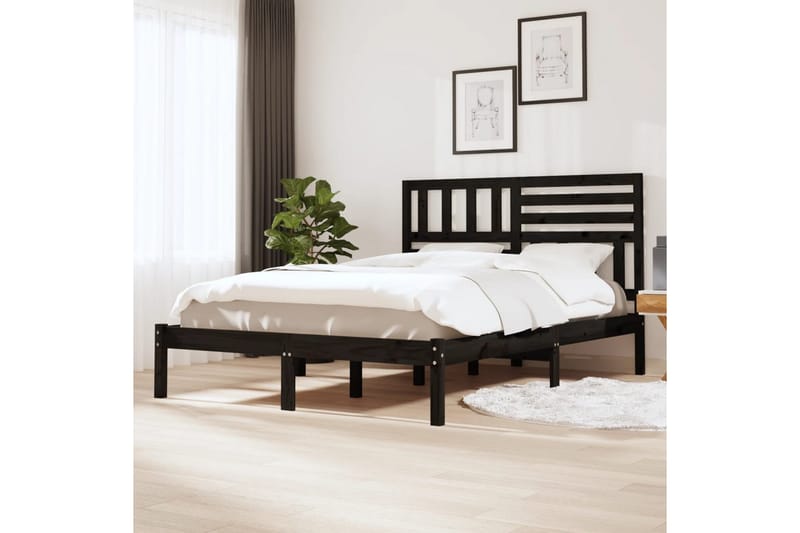 Sängynrunko musta täysi mänty 140x190 cm - Musta - Huonekalut - Sänky - Sänkykehikot & sängynrungot