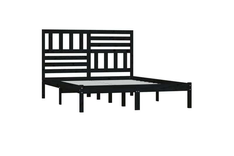 Sängynrunko musta täysi mänty 140x190 cm - Musta - Huonekalut - Sänky - Sänkykehikot & sängynrungot