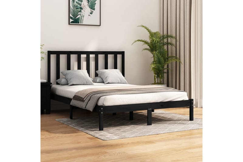 Sängynrunko musta täysi mänty 140x190 cm - Musta - Huonekalut - Sänky - Sänkykehikot & sängynrungot