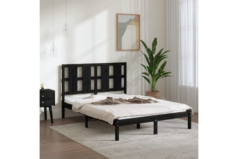 Sängynrunko musta täysi mänty 140x190 cm - Musta - Huonekalut - Sänky - Sänkykehikot & sängynrungot