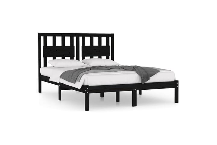 Sängynrunko musta täysi mänty 140x190 cm - Musta - Sänkykehikot & sängynrungot