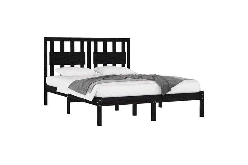 Sängynrunko musta täysi mänty 140x190 cm - Musta - Huonekalut - Sänky - Sänkykehikot & sängynrungot