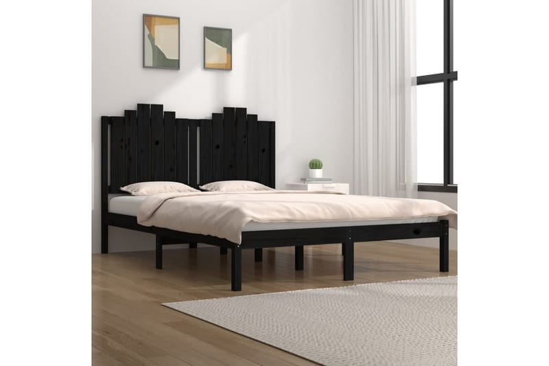 Sängynrunko musta täysi mänty 140x190 cm - Musta - Huonekalut - Sänky - Sänkykehikot & sängynrungot