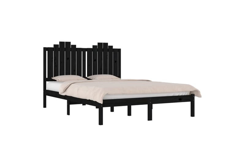 Sängynrunko musta täysi mänty 140x190 cm - Musta - Huonekalut - Sänky - Sänkykehikot & sängynrungot