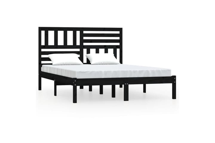 Sängynrunko musta täysi mänty 140x190 cm - Musta - Sänkykehikot & sängynrungot