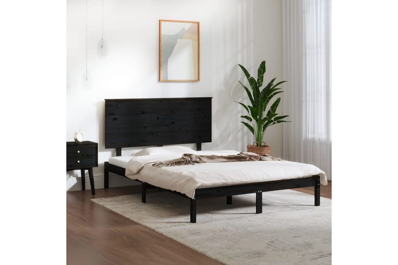 Sängynrunko musta täysi mänty 140x190 cm - Musta - Huonekalut - Sänky - Sänkykehikot & sängynrungot