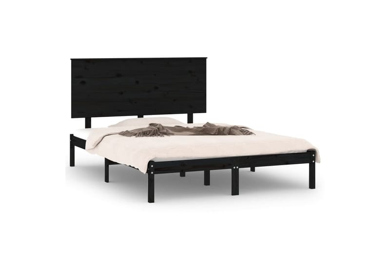 Sängynrunko musta täysi mänty 140x190 cm - Musta - Huonekalut - Sänky - Sänkykehikot & sängynrungot