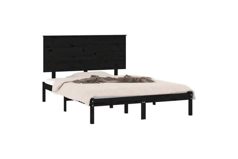 Sängynrunko musta täysi mänty 140x190 cm - Musta - Huonekalut - Sänky - Sänkykehikot & sängynrungot