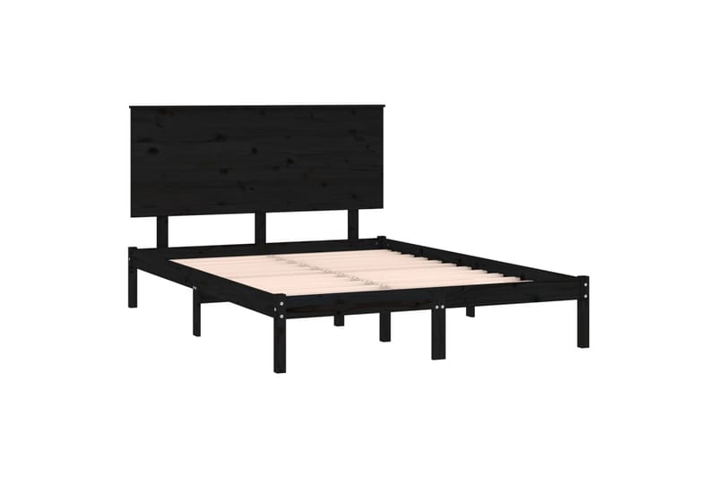 Sängynrunko musta täysi mänty 140x190 cm - Musta - Huonekalut - Sänky - Sänkykehikot & sängynrungot