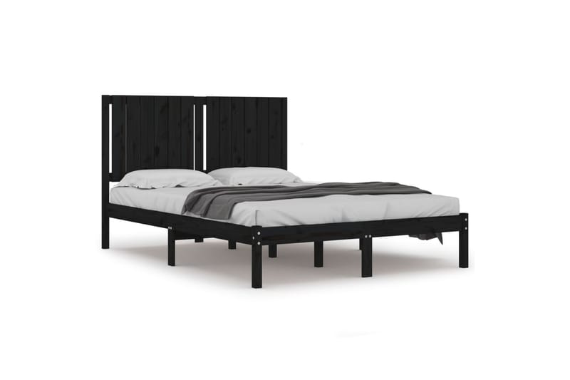 Sängynrunko musta täysi mänty 140x190 cm - Musta - Huonekalut - Sänky - Sänkykehikot & sängynrungot