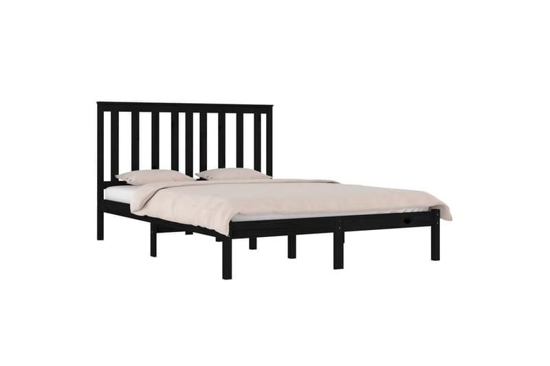 Sängynrunko musta täysi mänty 140x190 cm - Musta - Huonekalut - Sänky - Sänkykehikot & sängynrungot