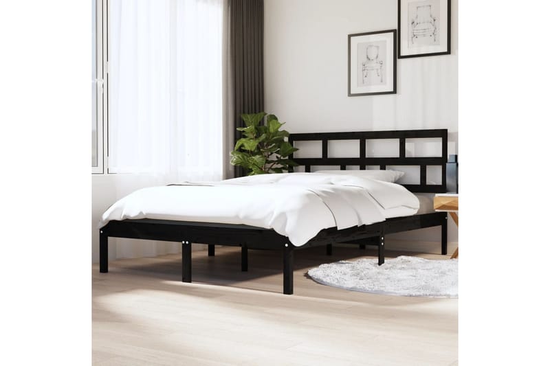 Sängynrunko musta täysi mänty 140x190 cm - Musta - Huonekalut - Sänky - Sänkykehikot & sängynrungot