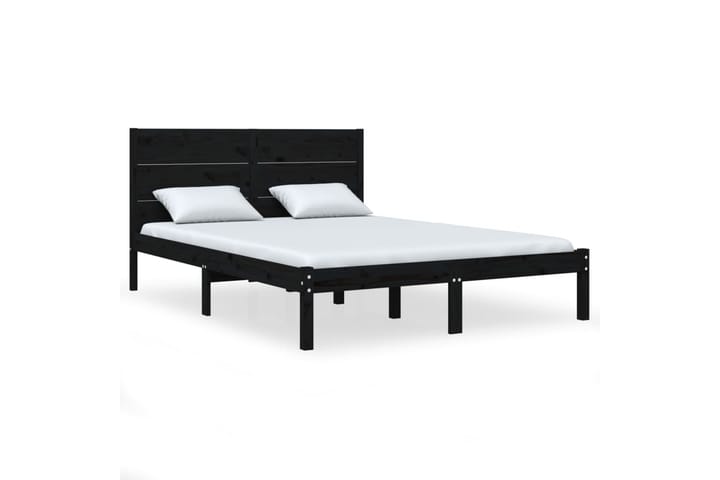 Sängynrunko musta täysi mänty 140x200 cm - Musta - Sänkykehikot & sängynrungot