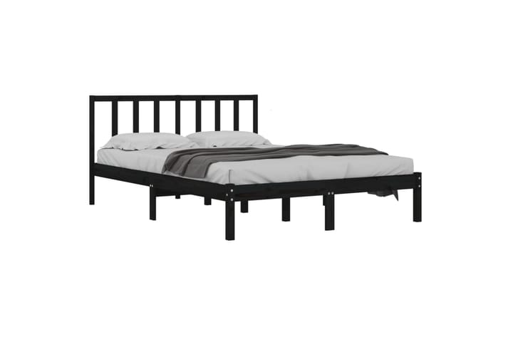 Sängynrunko musta täysi mänty 140x200 cm - Musta - Sänkykehikot & sängynrungot