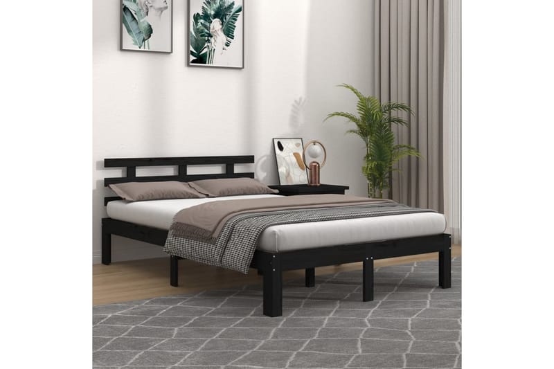 Sängynrunko musta täysi mänty 150x200 cm 5FT King Size - Musta - Huonekalut - Sänky - Sänkykehikot & sängynrungot