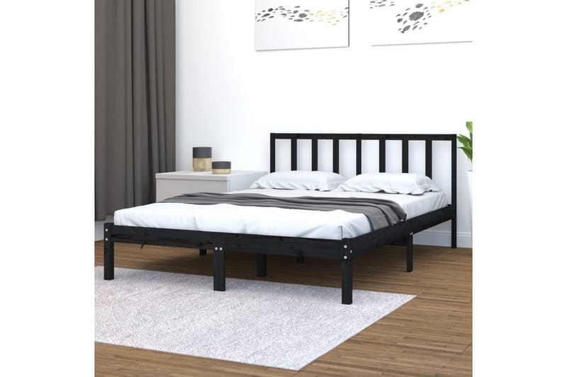 Sängynrunko musta täysi mänty 150x200 cm 5FT King Size - Musta - Huonekalut - Sänky - Sänkykehikot & sängynrungot