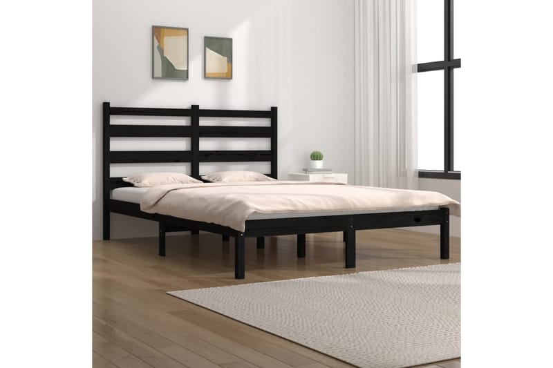 Sängynrunko musta täysi mänty 200x200 cm - Musta - Huonekalut - Sänky - Sänkykehikot & sängynrungot