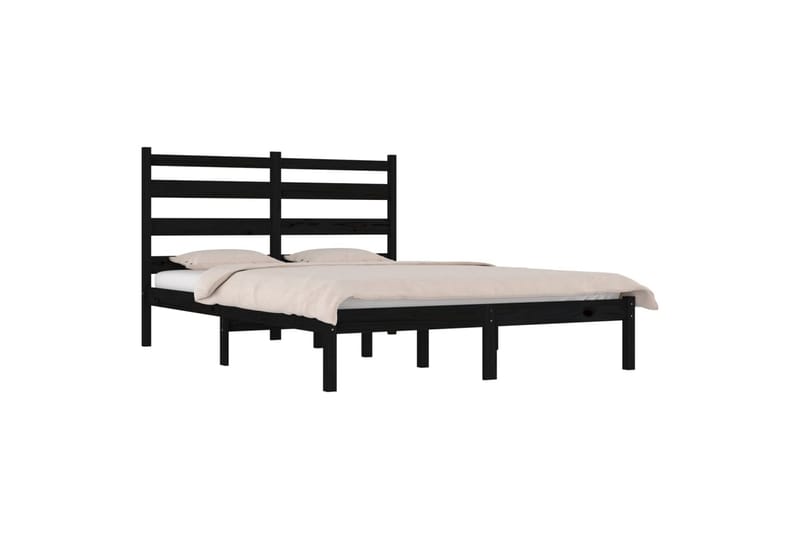 Sängynrunko musta täysi mänty 200x200 cm - Musta - Huonekalut - Sänky - Sänkykehikot & sängynrungot