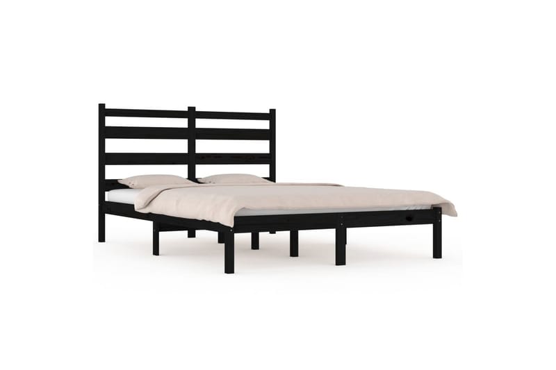 Sängynrunko musta täysi mänty 200x200 cm - Musta - Huonekalut - Sänky - Sänkykehikot & sängynrungot