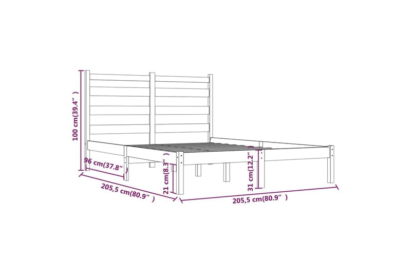 Sängynrunko musta täysi mänty 200x200 cm - Musta - Huonekalut - Sänky - Sänkykehikot & sängynrungot