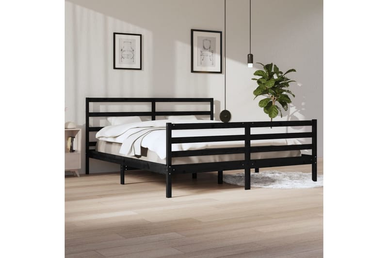 Sängynrunko musta täysi mänty 200x200 cm - Musta - Huonekalut - Sänky - Sänkykehikot & sängynrungot