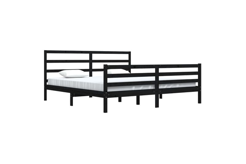 Sängynrunko musta täysi mänty 200x200 cm - Musta - Huonekalut - Sänky - Sänkykehikot & sängynrungot