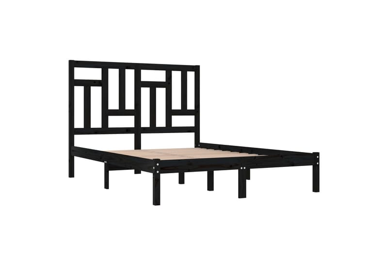 Sängynrunko musta täysi mänty 200x200 cm - Musta - Huonekalut - Sänky - Sänkykehikot & sängynrungot