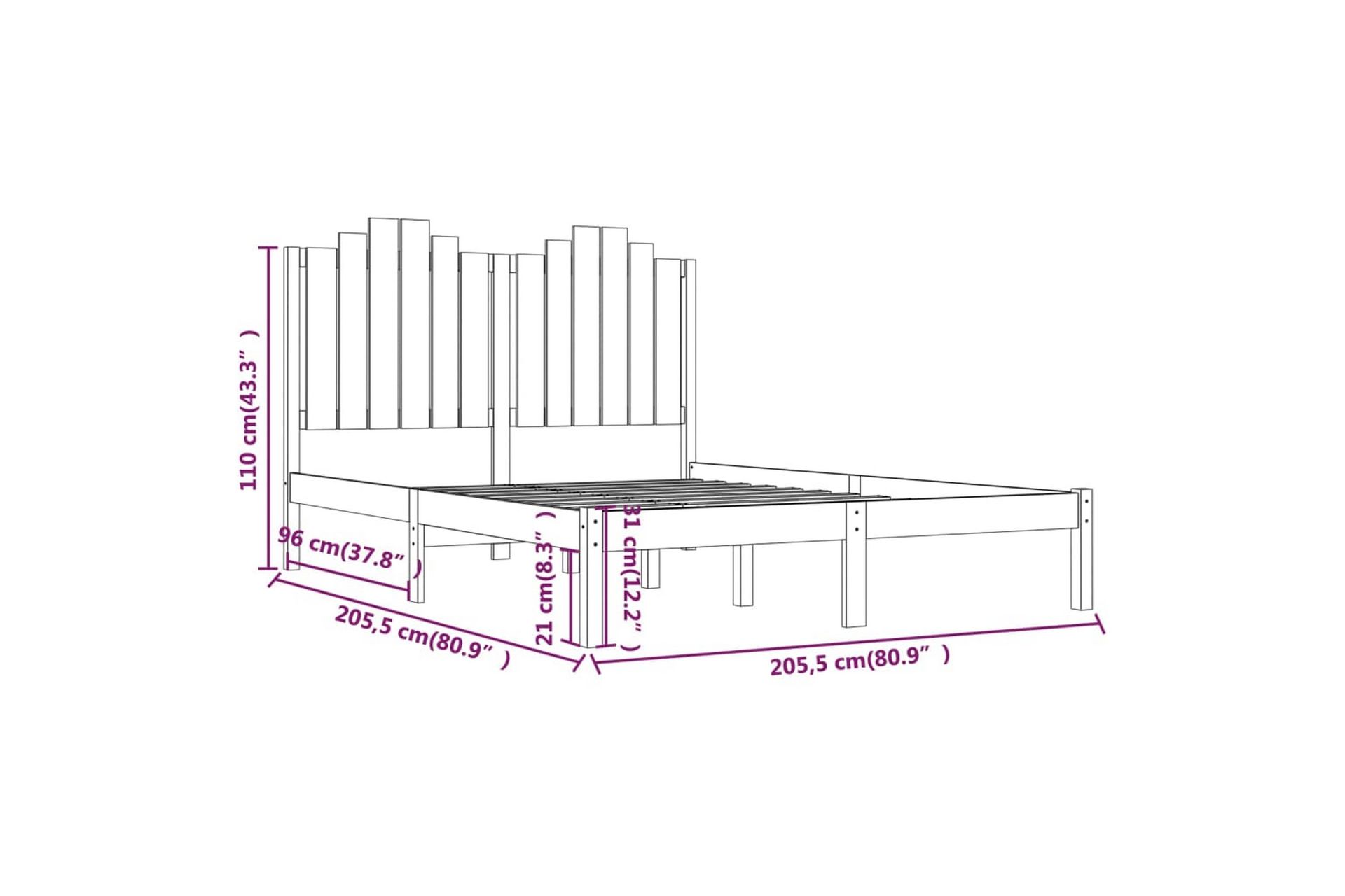 Sängynrunko musta täysi mänty 200x200 cm - Musta - Huonekalut - Sänky - Sänkykehikot & sängynrungot