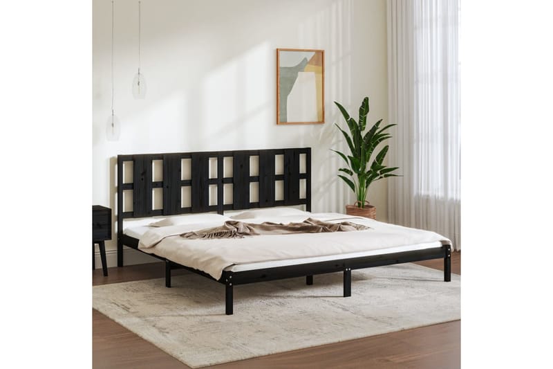 Sängynrunko musta täysi mänty 200x200 cm - Musta - Huonekalut - Sänky - Sänkykehikot & sängynrungot