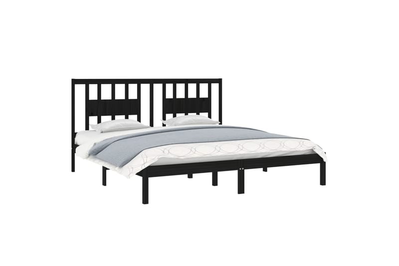 Sängynrunko musta täysi mänty 200x200 cm - Musta - Huonekalut - Sänky - Sänkykehikot & sängynrungot