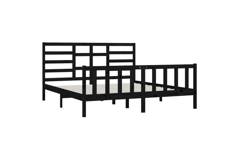 Sängynrunko musta täysi mänty 200x200 cm - Musta - Huonekalut - Sänky - Sänkykehikot & sängynrungot